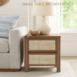 Handmade Rattan Bedside Table Set in Natural Walnut