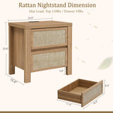 Handmade Rattan Bedside Table Set in Natural Walnut