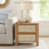 Handmade Rattan Bedside Table Set in Natural Walnut