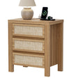 Handmade Rattan Bedside Table Set in Natural Walnut