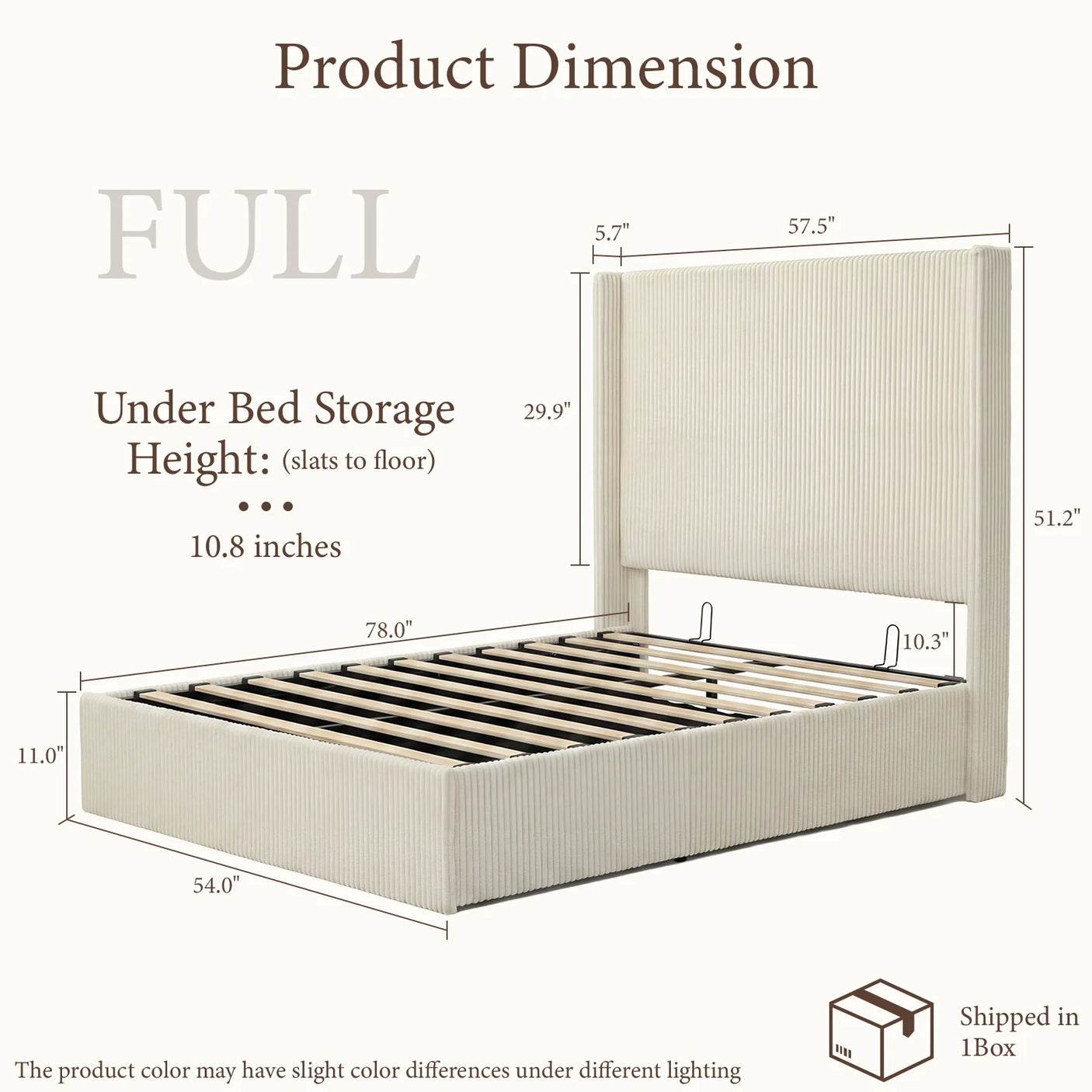Yechen Hydraulic Lift Storage Bed 51.2" Tall Upholstered Headboard