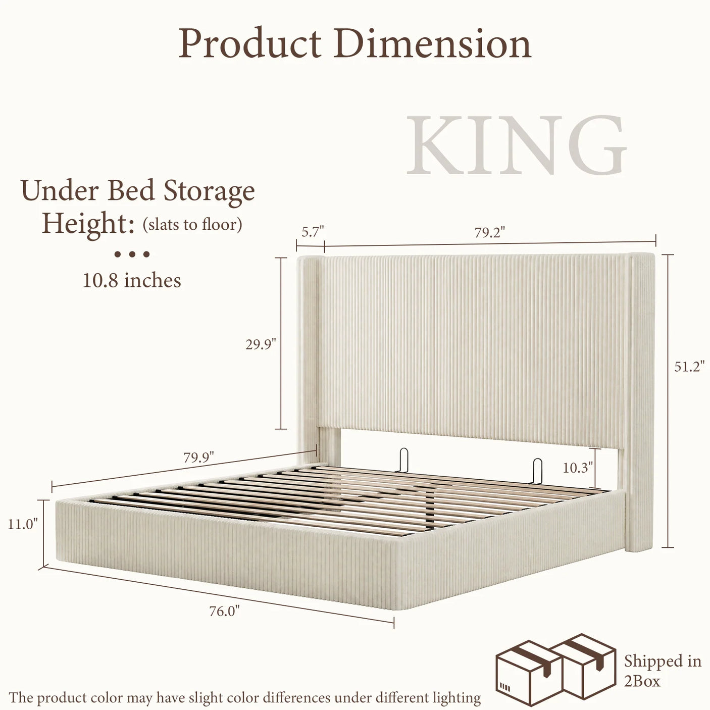 Yechen Hydraulic Lift Storage Bed 51.2" Tall Upholstered Headboard