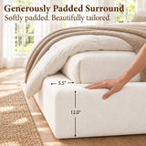 Yechen Cloud Bed Frame, Curved Button-Tufted Headboard, Soft Chenille Upholstered Platform Bed