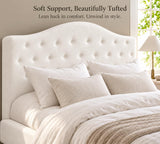 Yechen Cloud Bed Frame, Curved Button-Tufted Headboard, Soft Chenille Upholstered Platform Bed