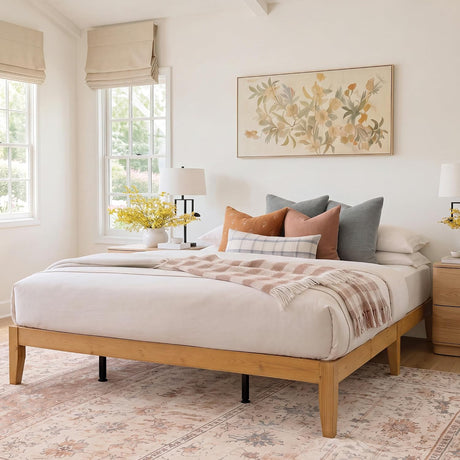 Japanese Joinery Solid Wood King Bed Frame with Regular Legs