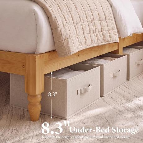 Japanese Joinery Solid Wood King Bed Frame with Turned Legs