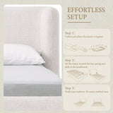 YECHEN Cloud Bed Frame - Modern Water-Resistant Bouclé Upholstered Platform Bed, Tool-Free Assembly, No Box Spring Needed