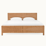 Bohemian Rattan Queen Bed Frame with Headboard and Footboard