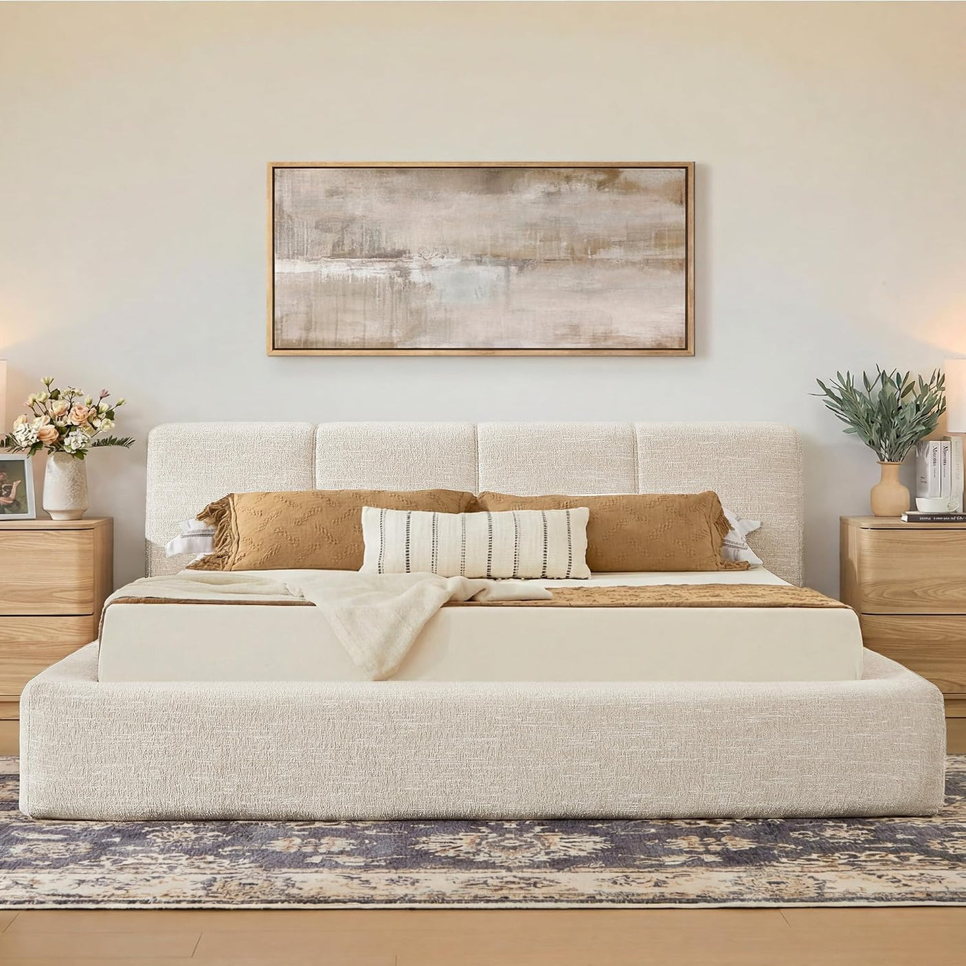 YECHEN Cloud Platform Bed – 20-Min Tool-Free Assembly, CULP® Performance Fabric & Stain-Resistant Cloud Frame