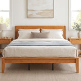 Solid Bamboo Platform Bed with Headboard – Japanese Joinery