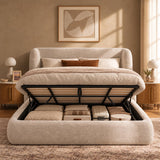 YECHEN Cloud Bed Frame - Modern Water-Resistant Bouclé Upholstered Platform Bed, Tool-Free Assembly, No Box Spring Needed