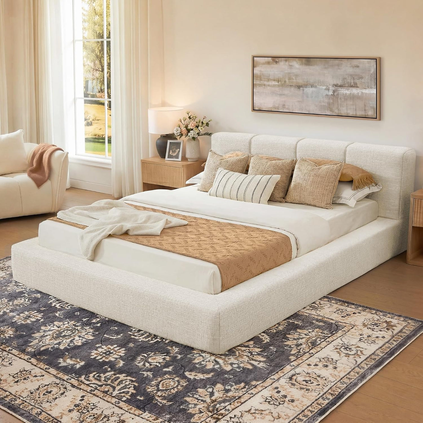 YECHEN Cloud Platform Bed – 20-Min Tool-Free Assembly, CULP® Performance Fabric & Stain-Resistant Cloud Frame