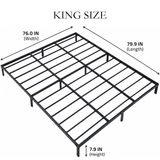Heavy Duty Metal Platform Bed Frame with Storage, Black