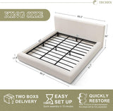 Cloud Bed Frame | Removable Washable Headboard | Boucle Upholstered Platform Bed | Queen & King