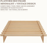 Yechen Solid Oak Platform Bed Frame | Dovetail & Mortise Tenon Joinery, Wooden Slats, No Box Spring Needed