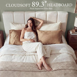 Cloud Bed Frame | Removable Washable Headboard | Boucle Upholstered Platform Bed | Queen & King