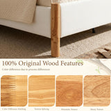 Yechen Platform Bed Frame with Chenille Headboard | FSC Pine Wood | Queen & King | White