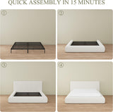 Cloud Bed Frame | Removable Washable Headboard | Boucle Upholstered Platform Bed | Queen & King