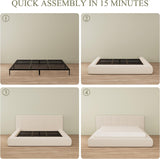 Cloud Bed Frame | Removable Washable Headboard | Boucle Upholstered Platform Bed | Queen & King