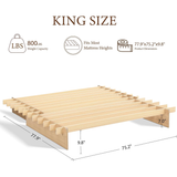 Solid Wood Platform Bed Frame | Natural Oak, Tool-Free Assembly, Queen & King