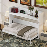 XL Size Murphy Bed with Desk,LED Light and USB Charging Station