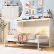 Twin Size Murphy Bed with LED Lights, Foldable Wall Bed Frame