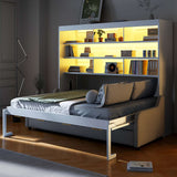 66.5"H Horizontal Murphy Cabinet Bed with Folding Sofa