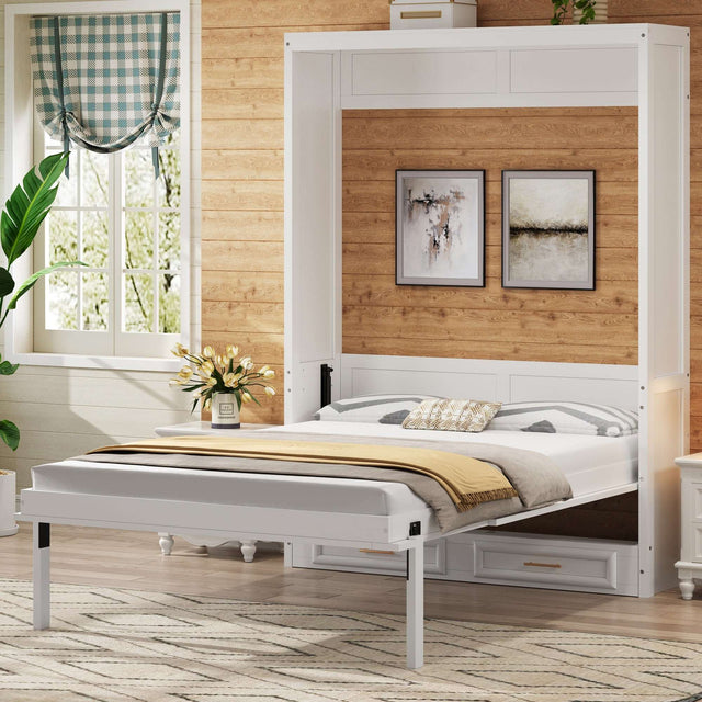 Full Size Murphy Bed with 2 Drawers for Bedroom or Apartment