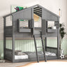 Twin over Twin House Bunk Bed with Roof