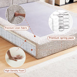 Cloud Bed Frame - Queen Upholstered Linen Platform Bed Frame, 1-Minute Tool-Free Setup, Modern Padded Headboard Mattress Foundation, Supportive Dual-Core Silent Bed Frame