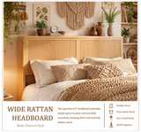 Boho Natural Rattan Bed Frame with 4 Storage Drawers | Sturdy Metal Support