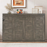 Twin Size Murphy Bed with LED Lights, Foldable Wall Bed Frame