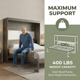 Twin Size Murphy Bed with LED Lights, Foldable Wall Bed Frame