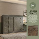 Twin Size Murphy Bed with LED Lights, Foldable Wall Bed Frame