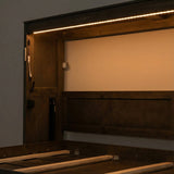 Twin Size Murphy Bed with LED Lights, Foldable Wall Bed Frame