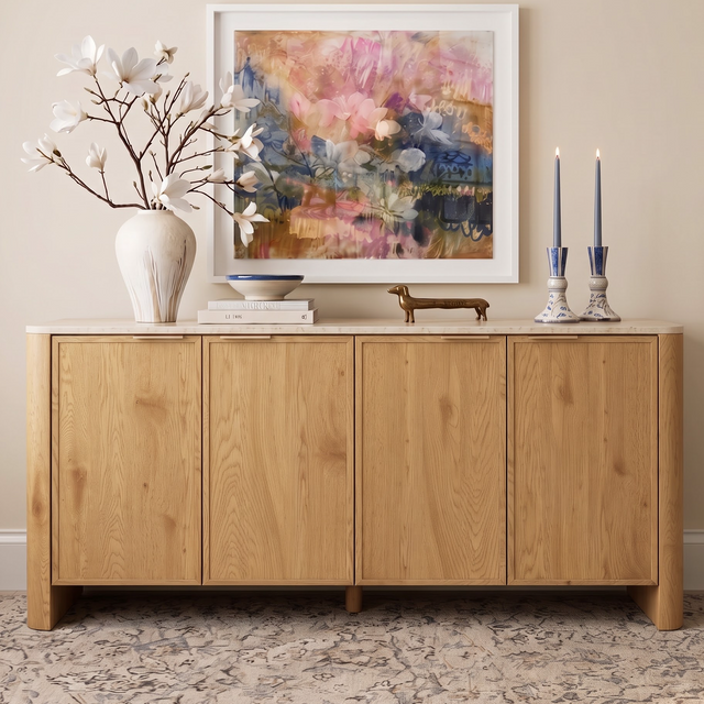 Mid-Century Sideboard with Faux Marble Top