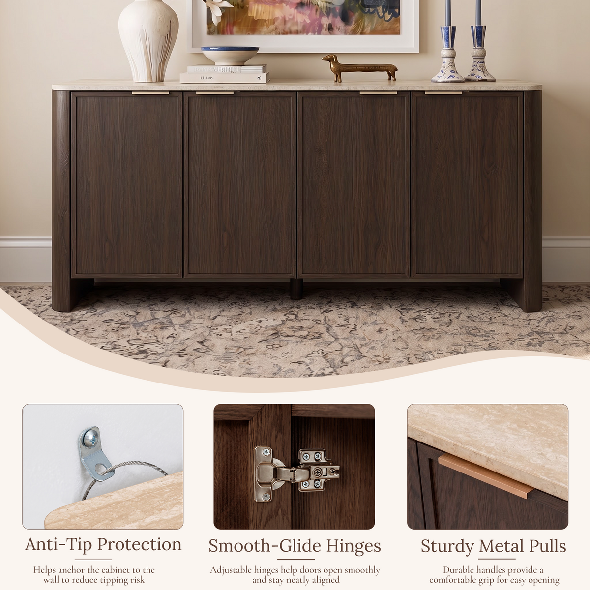 Mid-Century Sideboard with Faux Marble Top