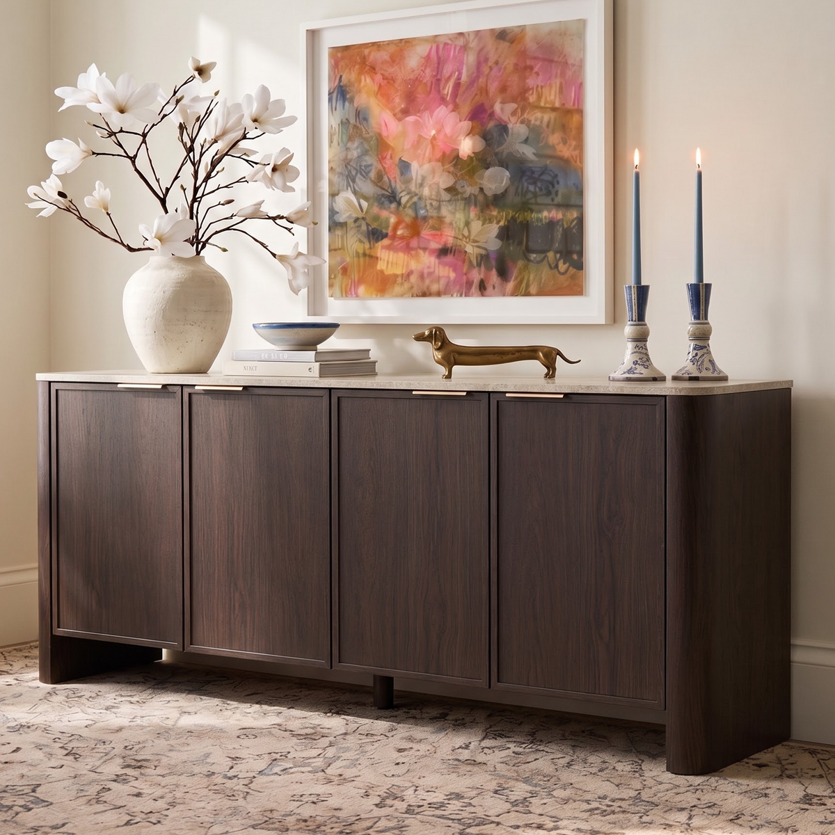 Mid-Century Sideboard with Faux Marble Top