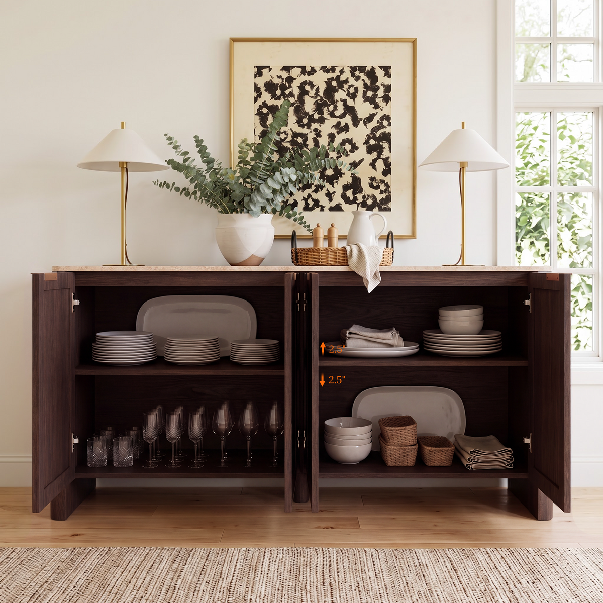 Mid-Century Sideboard with Faux Marble Top 9