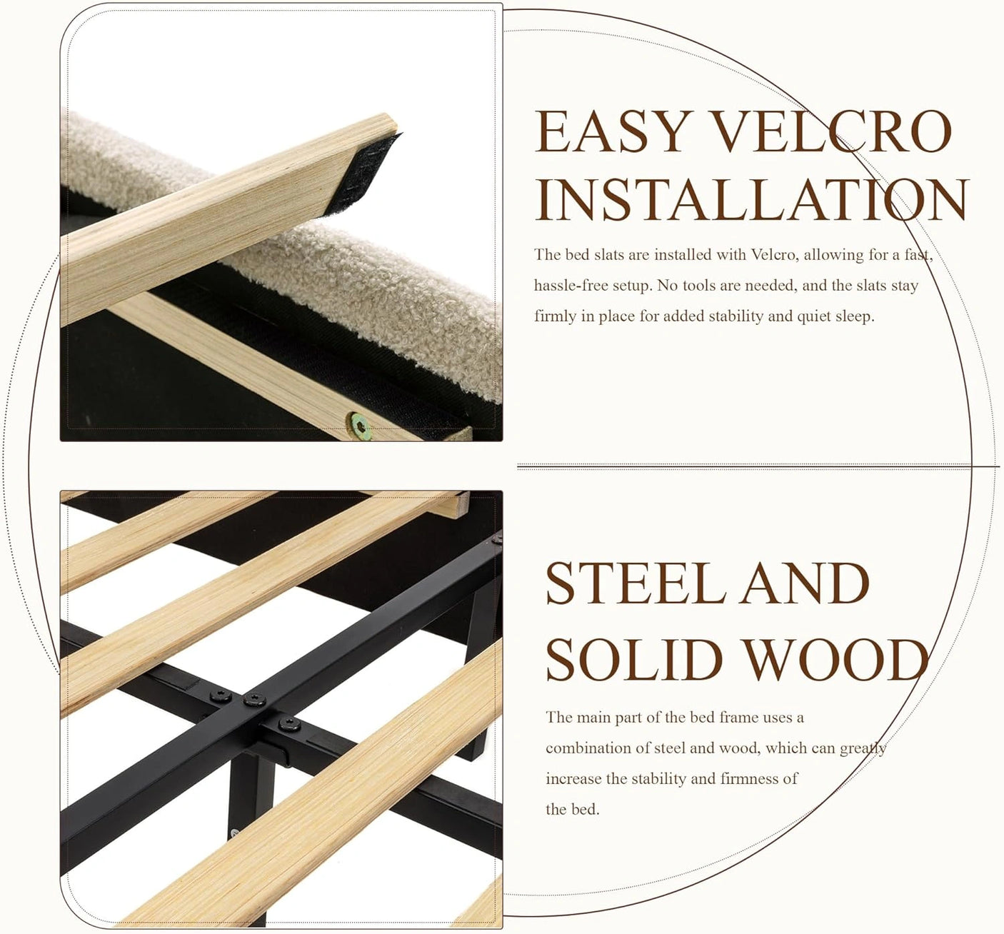 Modern Boucle "Cloud" Platform Bed Frame – Soft-Touch & Secure Support