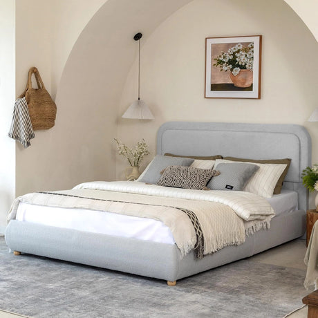 Modern Boucle "Cloud" Platform Bed Frame – Soft-Touch & Secure Support