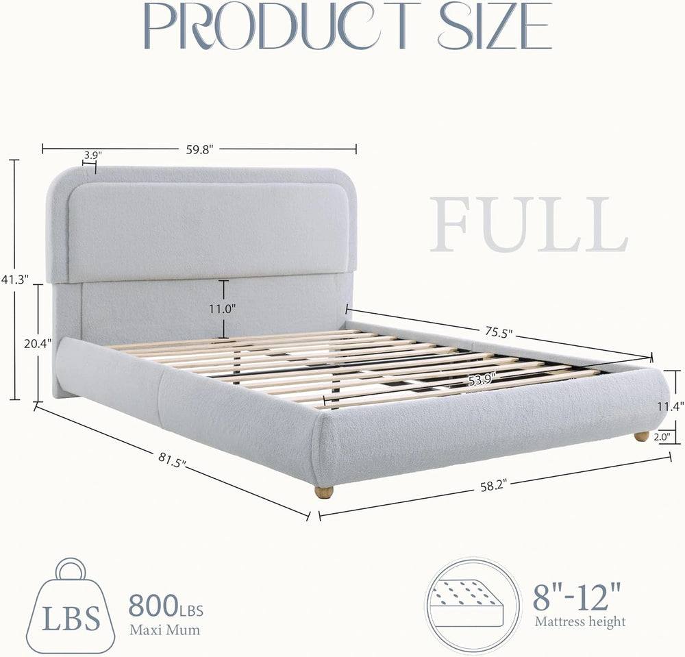 Modern Boucle "Cloud" Platform Bed Frame – Soft-Touch & Secure Support