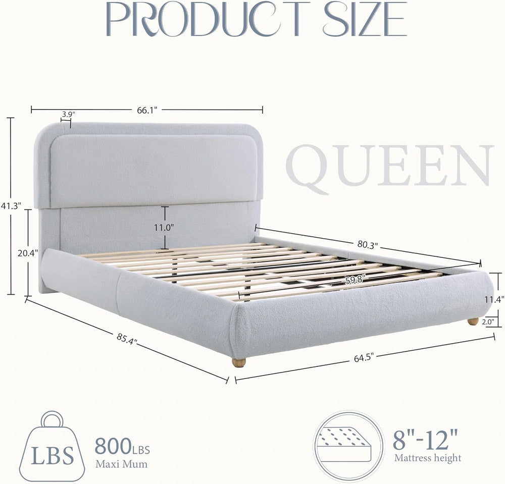 Modern Boucle "Cloud" Platform Bed Frame – Soft-Touch & Secure Support