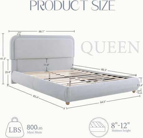 Modern Boucle "Cloud" Platform Bed Frame – Soft-Touch & Secure Support