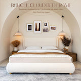 Modern Boucle "Cloud" Platform Bed Frame – Soft-Touch & Secure Support