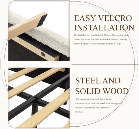 Modern Boucle "Cloud" Platform Bed Frame – Soft-Touch & Secure Support