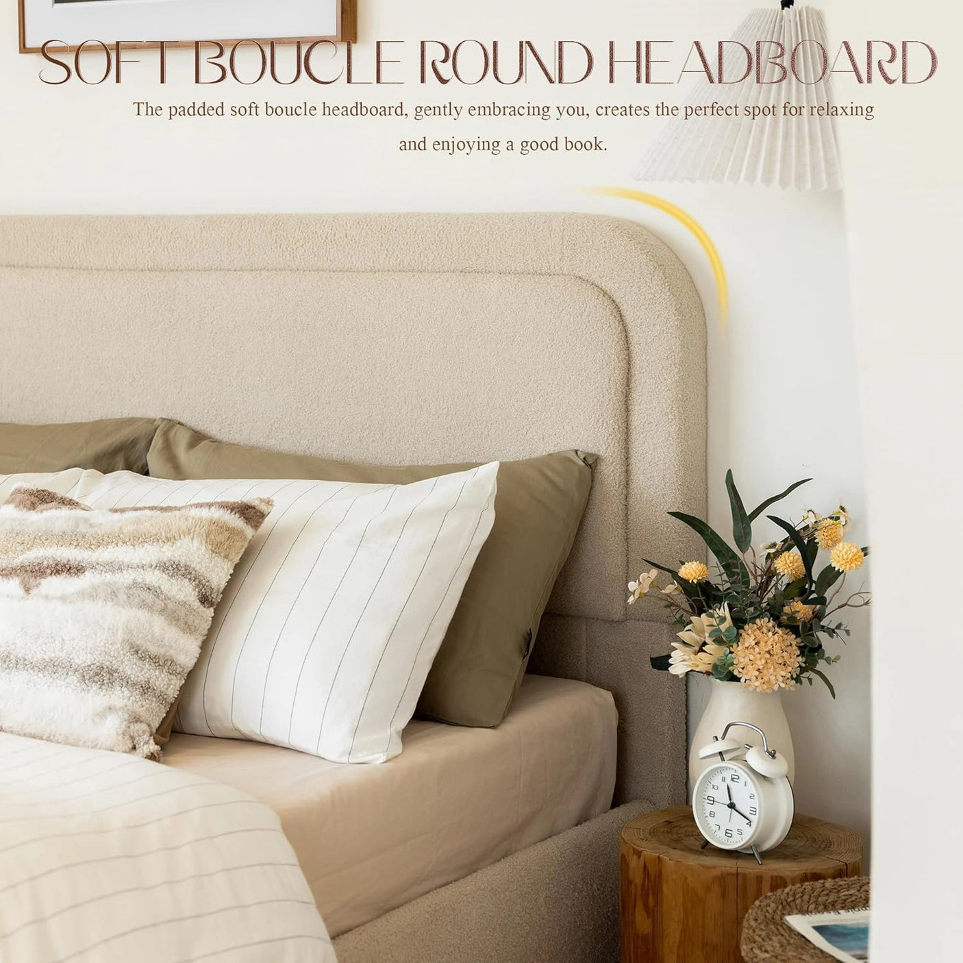 Modern Boucle "Cloud" Platform Bed Frame – Soft-Touch & Secure Support