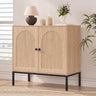 Natural Oak Fluted Sideboard Cabinet – 2-Door Arched Storage