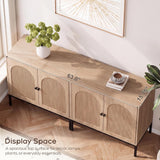 Natural Oak Fluted Sideboard Cabinet – 2-Door Arched Storage