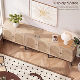 Natural Oak Fluted Sideboard Cabinet – 2-Door Arched Storage